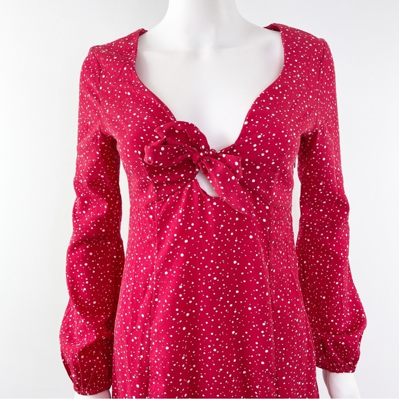Nasty Gal Collection Red Long Sleeve DOT THAT INTO YOU Midi Dress Size 4 - Picture 5 of 10